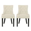 Chen Dining Chair Set of 2 | Beige Fabric Upholstered Tufted Backrest