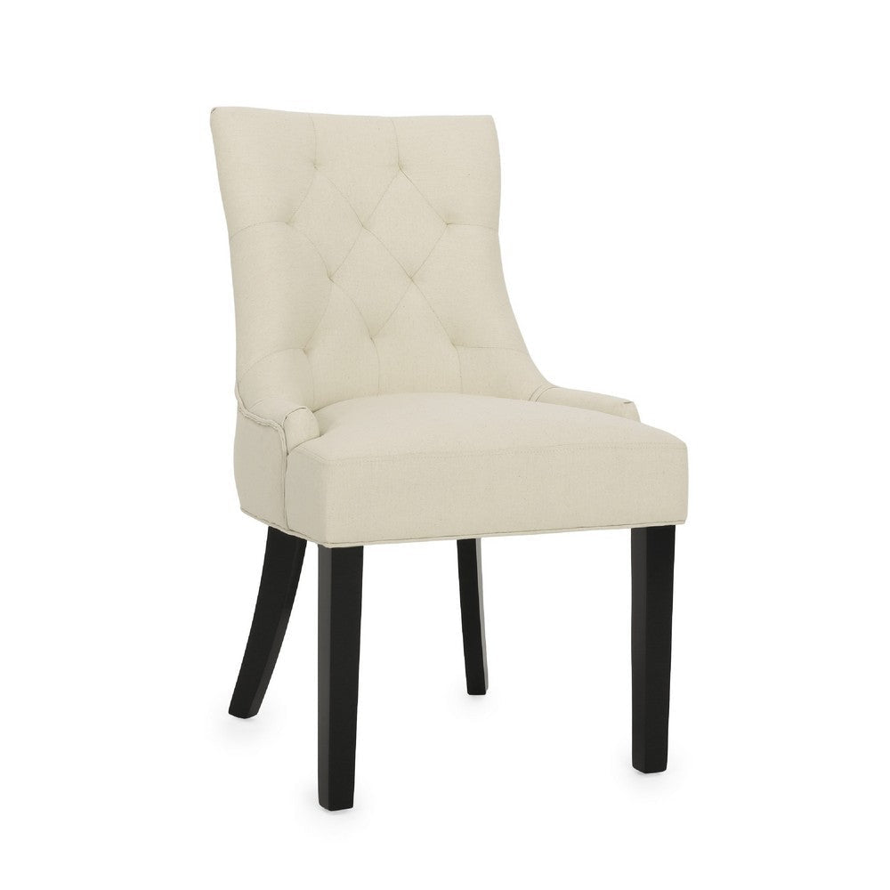 Chen Dining Chair Set of 2 | Beige Fabric Upholstered Tufted Backrest BM335763