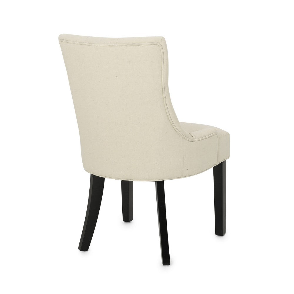 Chen Dining Chair Set of 2 | Beige Fabric Upholstered Tufted Backrest
