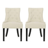Chen Dining Chair Set of 2 | Beige Fabric Upholstered Tufted Backrest