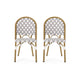 Bo Outdoor Bistro Chair Set of 2 | Gray White Faux Rattan Brown Metal