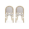 Bo Outdoor Bistro Chair Set of 2 | Gray White Faux Rattan Brown Metal