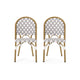 Bo Outdoor Bistro Chair Set of 2 | Gray White Faux Rattan Brown Metal