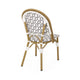 Bo Outdoor Bistro Chair Set of 2 | Gray White Faux Rattan Brown Metal