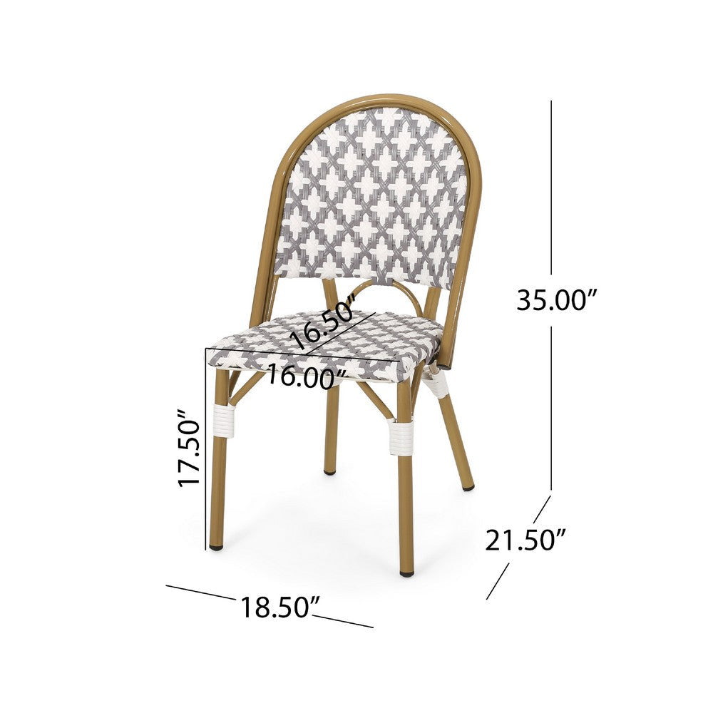 Bo Outdoor Bistro Chair Set of 2 | Gray White Faux Rattan Brown Metal BM335764