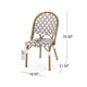 Bo Outdoor Bistro Chair Set of 2 | Gray White Faux Rattan Brown Metal