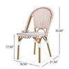 Bo Outdoor Bistro Chair Set of 2 | White and Brown Faux Rattan | Metal