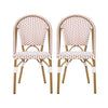 Bo Outdoor Bistro Chair Set of 2 | White and Brown Faux Rattan | Metal