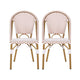 Bo Outdoor Bistro Chair Set of 2 | White and Brown Faux Rattan | Metal