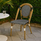 Bo Outdoor Bistro Chair Set of 2 | White and Black Faux Rattan | Metal