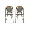 Bo Outdoor Bistro Chair Set of 2 | White and Black Faux Rattan | Metal