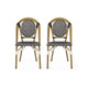 Bo Outdoor Bistro Chair Set of 2 | White and Black Faux Rattan | Metal