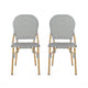 Outdoor Bistro Chair Set of 2 | Gray Faux Rattan | Natural Brown Metal