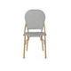Outdoor Bistro Chair Set of 2 | Gray Faux Rattan | Natural Brown Metal