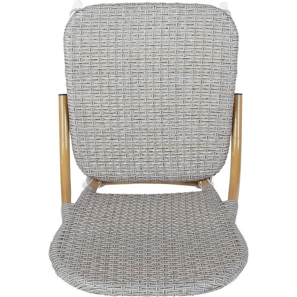 Outdoor Bistro Chair Set of 2 | Gray Faux Rattan | Natural Brown Metal BM335767