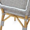 Outdoor Bistro Chair Set of 2 | Gray Faux Rattan | Natural Brown Metal
