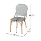 Outdoor Bistro Chair Set of 2 | Gray Faux Rattan | Natural Brown Metal