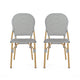 Outdoor Bistro Chair Set of 2 | Gray Faux Rattan | Natural Brown Metal
