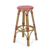 Outdoor Barstool Set of 2 | Red and White Wicker Seat | Brown Aluminum BM335768
