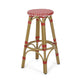 Outdoor Barstool Set of 2 | Red and White Wicker Seat | Brown Aluminum BM335768