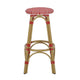 Outdoor Barstool Set of 2 | Red and White Wicker Seat | Brown Aluminum BM335768