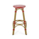 Outdoor Barstool Set of 2 | Red and White Wicker Seat | Brown Aluminum BM335768