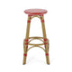 Outdoor Barstool Set of 2 | Red and White Wicker Seat | Brown Aluminum