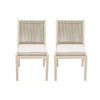 Orry Dining Side Chair Set of 2 | Beige Roped Back | Acacia Wood