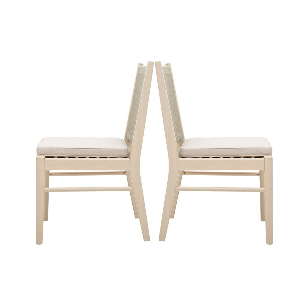 Orry Dining Side Chair Set of 2 | Beige Roped Back | Acacia Wood BM335774