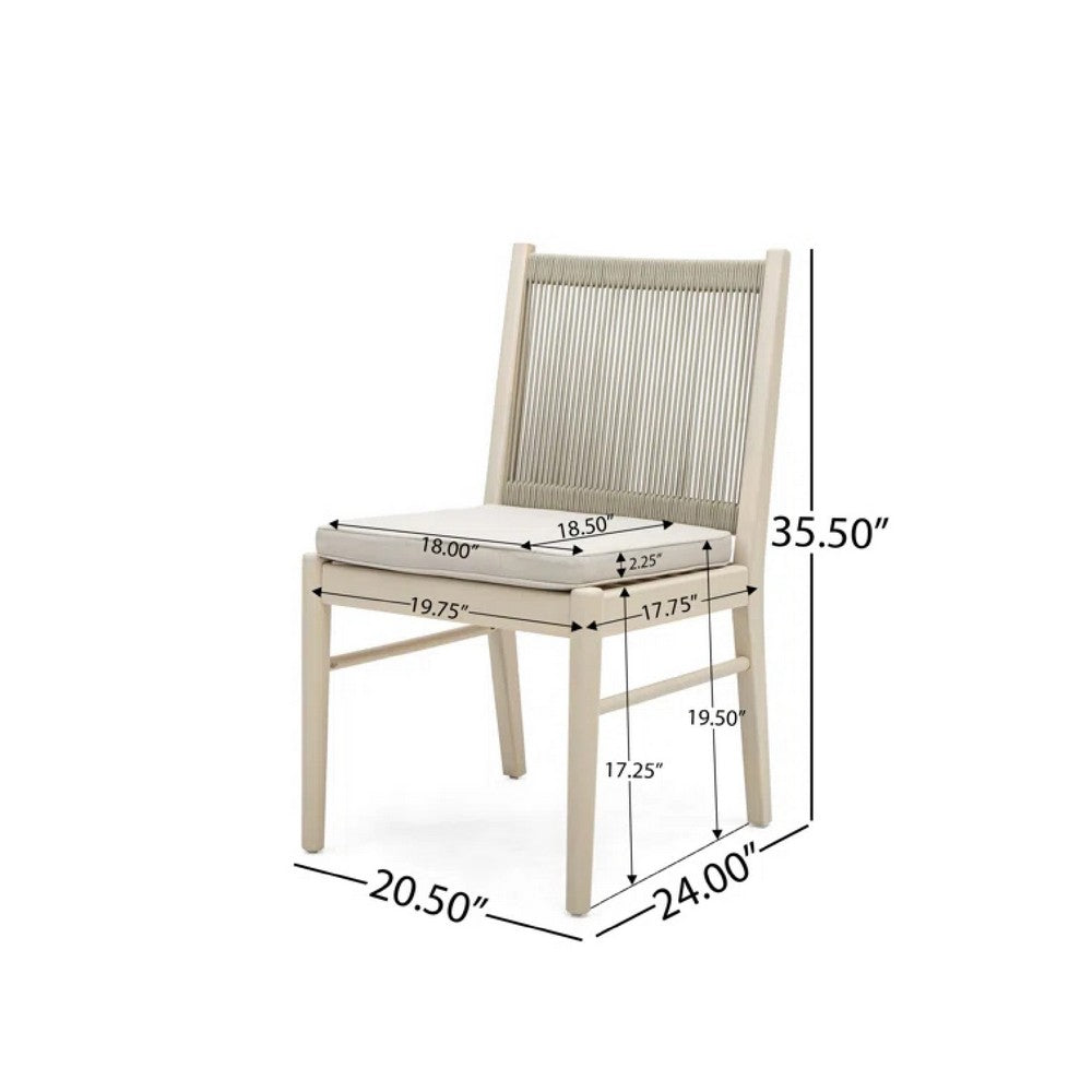 Orry Dining Side Chair Set of 2 | Beige Roped Back | Acacia Wood