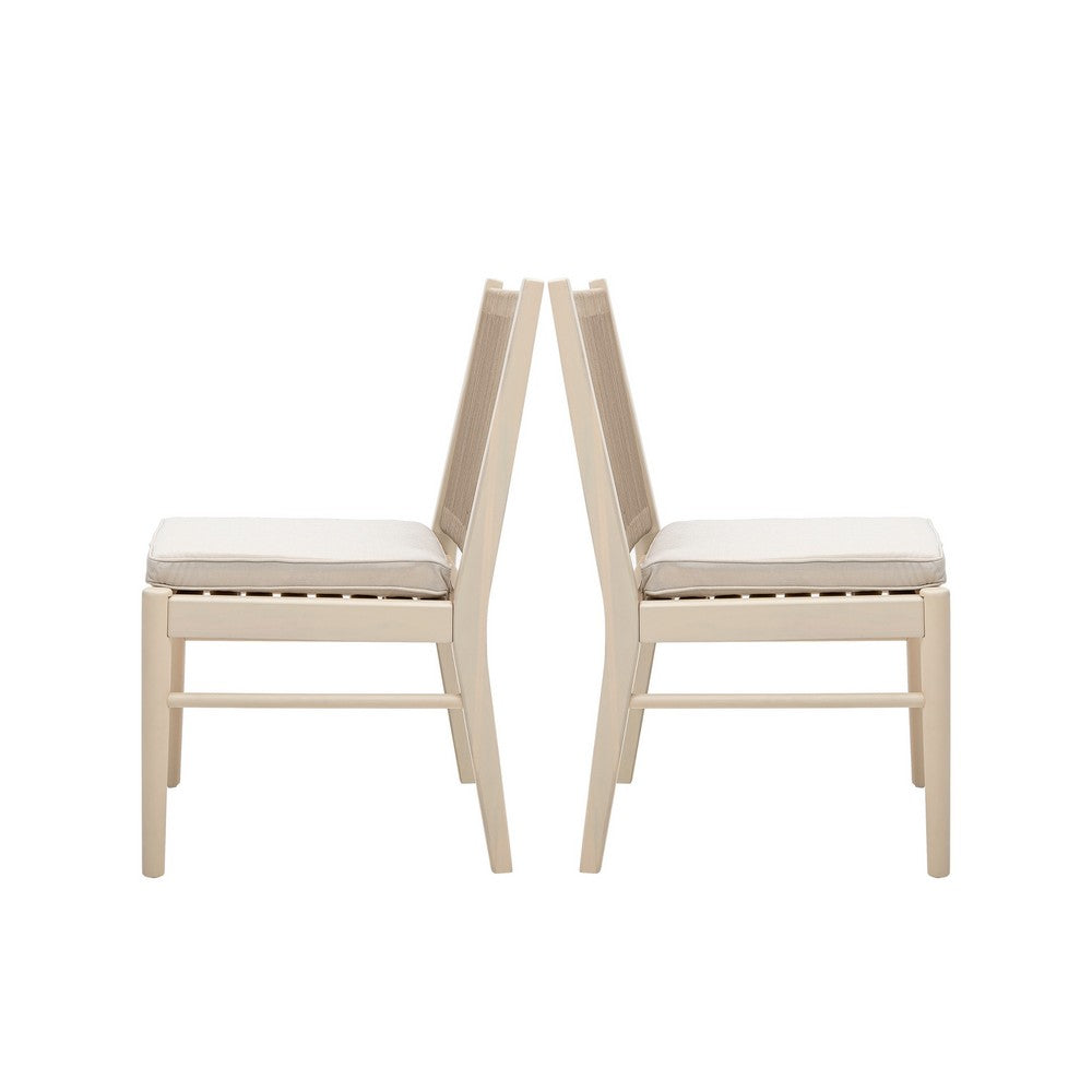Orry Dining Side Chair Set of 2 | Sand Brown Roped Back | Acacia Wood