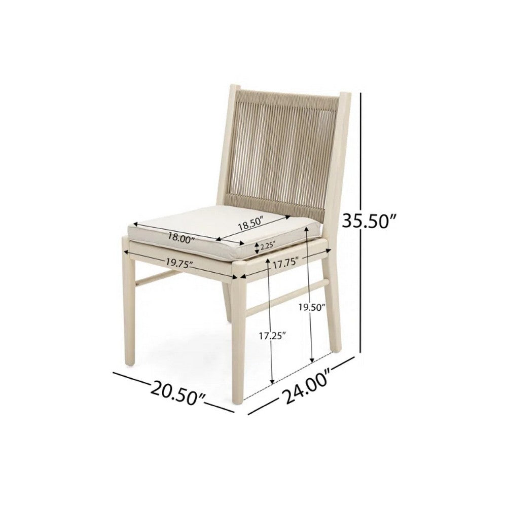 Orry Dining Side Chair Set of 2 | Sand Brown Roped Back | Acacia Wood