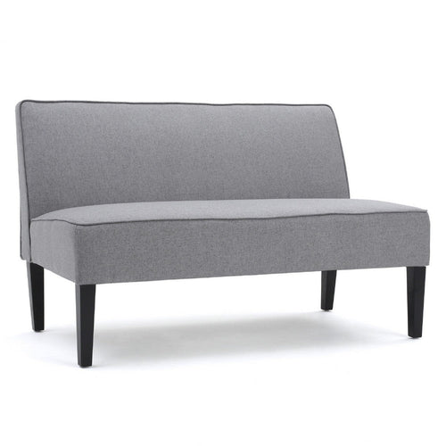 Cimy Armless Loveseat | Birch Wood Black Legs | Gray Polyester | 50"