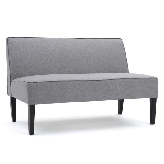 Cimy Armless Loveseat | Birch Wood Black Legs | Gray Polyester | 50"