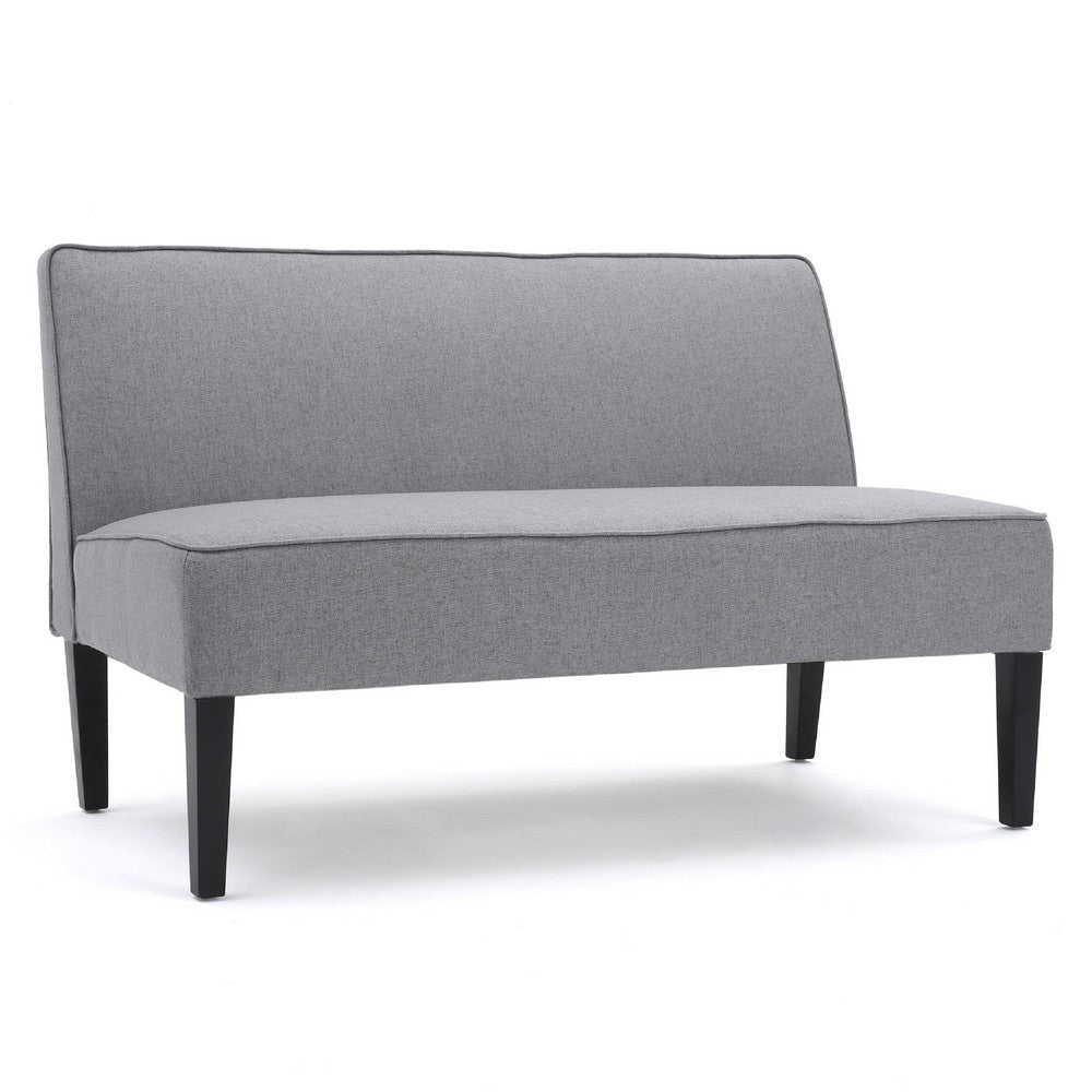 Cimy Armless Loveseat | Birch Wood Black Legs | Gray Polyester | 50"