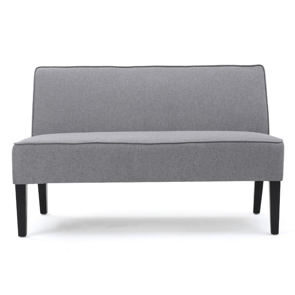 Cimy Armless Loveseat | Birch Wood Black Legs | Gray Polyester | 50"
