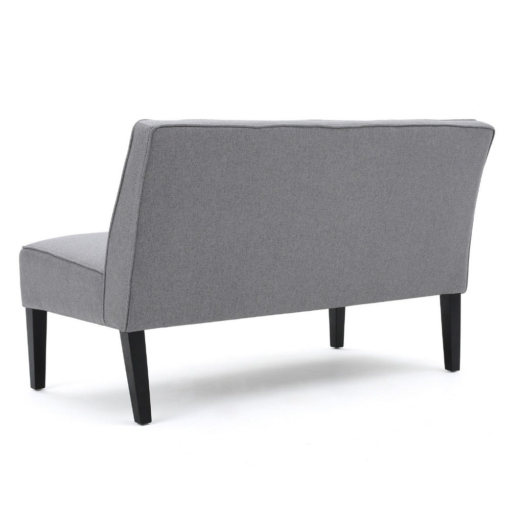 Cimy Armless Loveseat | Birch Wood Black Legs | Gray Polyester | 50"