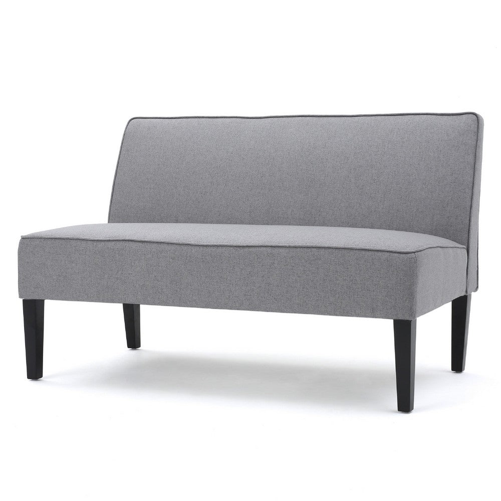 Cimy Armless Loveseat | Birch Wood Black Legs | Gray Polyester | 50"