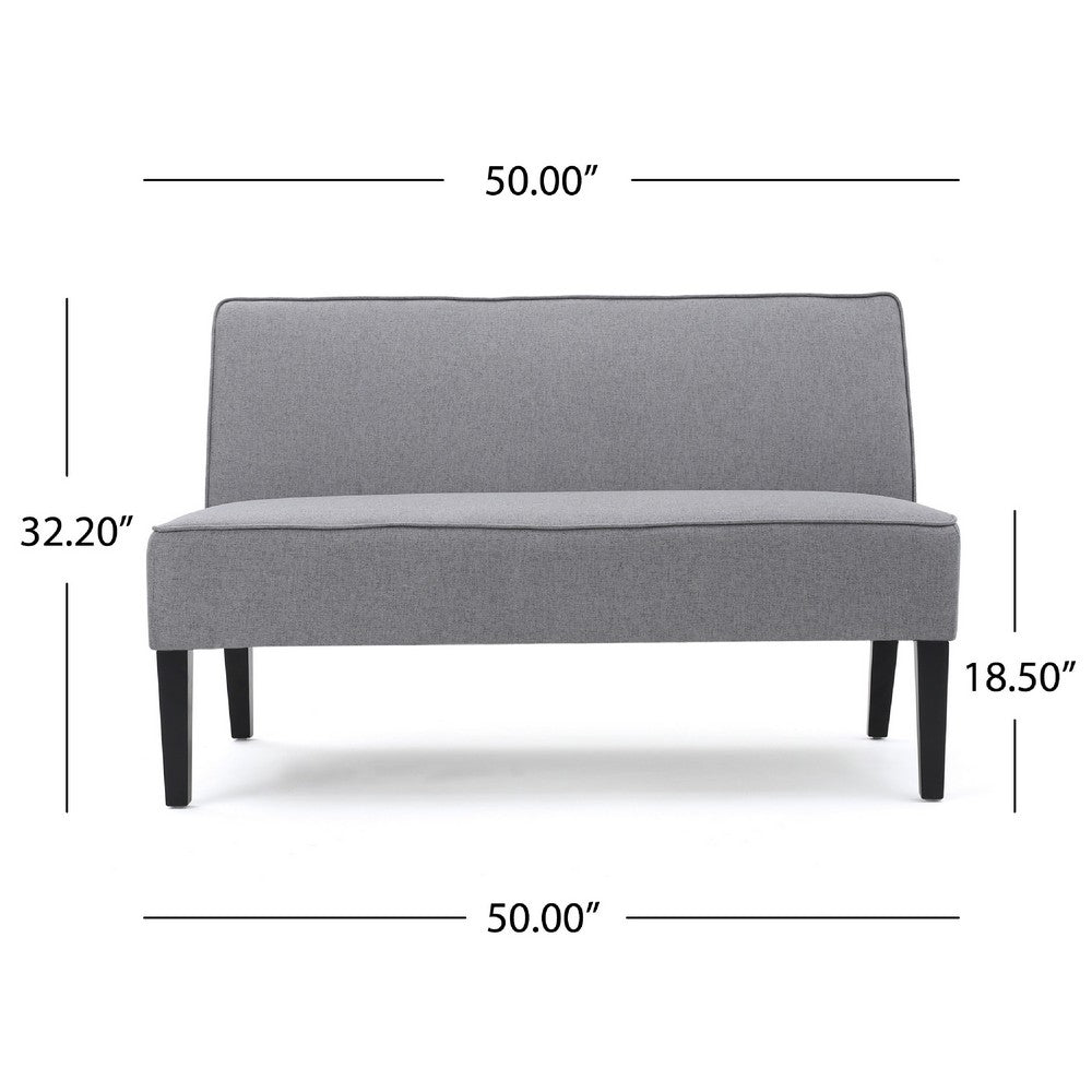 Cimy Armless Loveseat | Birch Wood Black Legs | Gray Polyester | 50"
