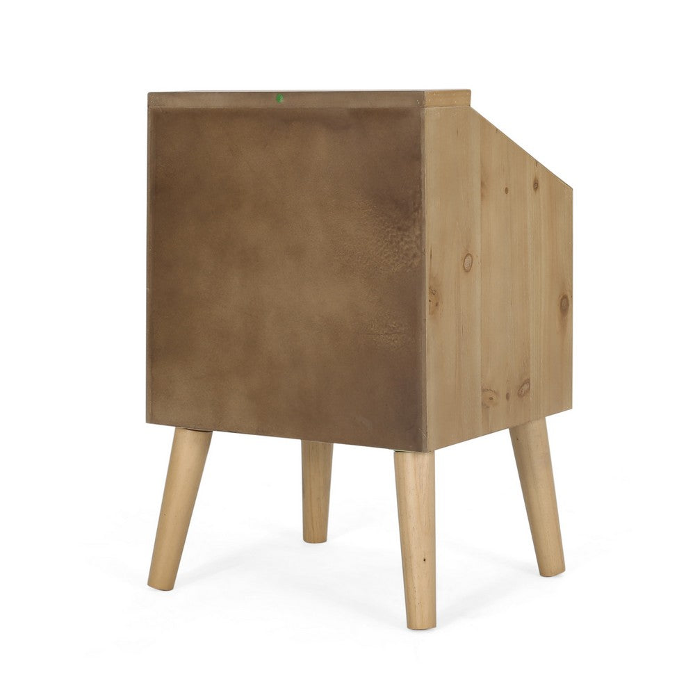 Zimy Side End Table with Built-in Cabinet Hutch | 16" Brown White