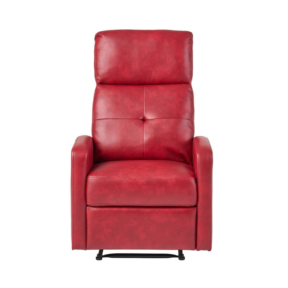 Belz Manual Recliner Chair | Retro Button Tufted Red Faux Leather BM335791