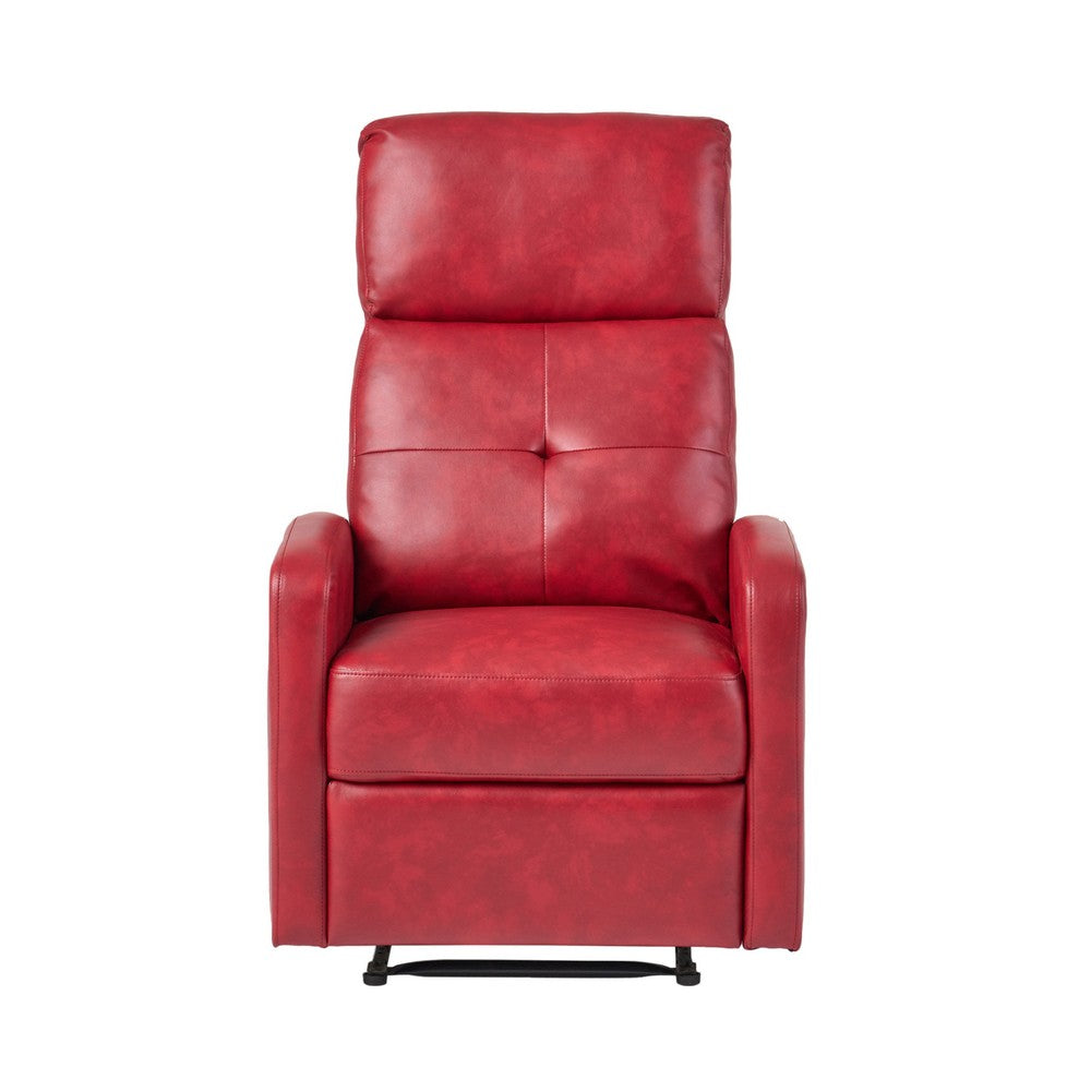 Belz Manual Recliner Chair | Retro Button Tufted Red Faux Leather