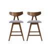Lemy Counter Stool Chair Set of 2 | Walnut Brown Wood | Dark Gray BM335792