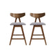 Lemy Counter Stool Chair Set of 2 | Walnut Brown Wood | Dark Gray BM335792