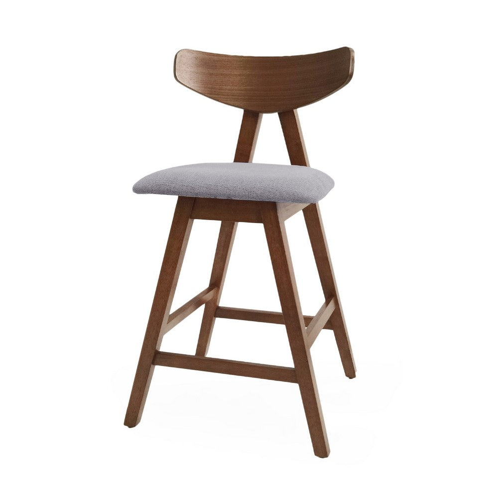 Lemy Counter Stool Chair Set of 2 | Walnut Brown Wood | Dark Gray