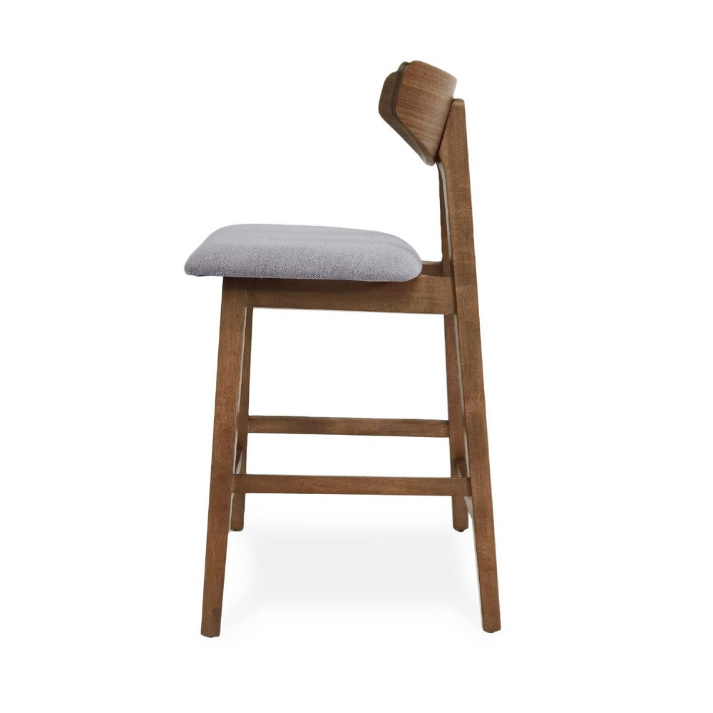 Lemy Counter Stool Chair Set of 2 | Walnut Brown Wood | Dark Gray