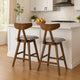 Lemy Counter Stool Chair Set of 2 | Walnut Brown Wood | Dark Gray