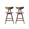 Lemy Counter Stool Chair Set of 2 | Walnut Brown Wood | Dark Gray