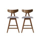 Lemy Counter Stool Chair Set of 2 | Walnut Brown Wood | Dark Gray