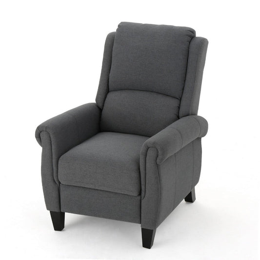Beny Manual Recliner Chair | Charcoal Gray Polyester | Rolled Arms
